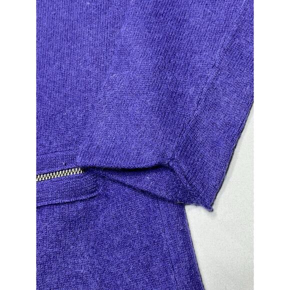 FENN WRIGHT MANSON Purple 100% 2 PLY CASHMERE PULLOVER SWEATER Lg Zip Pockets - Picture 6 of 6